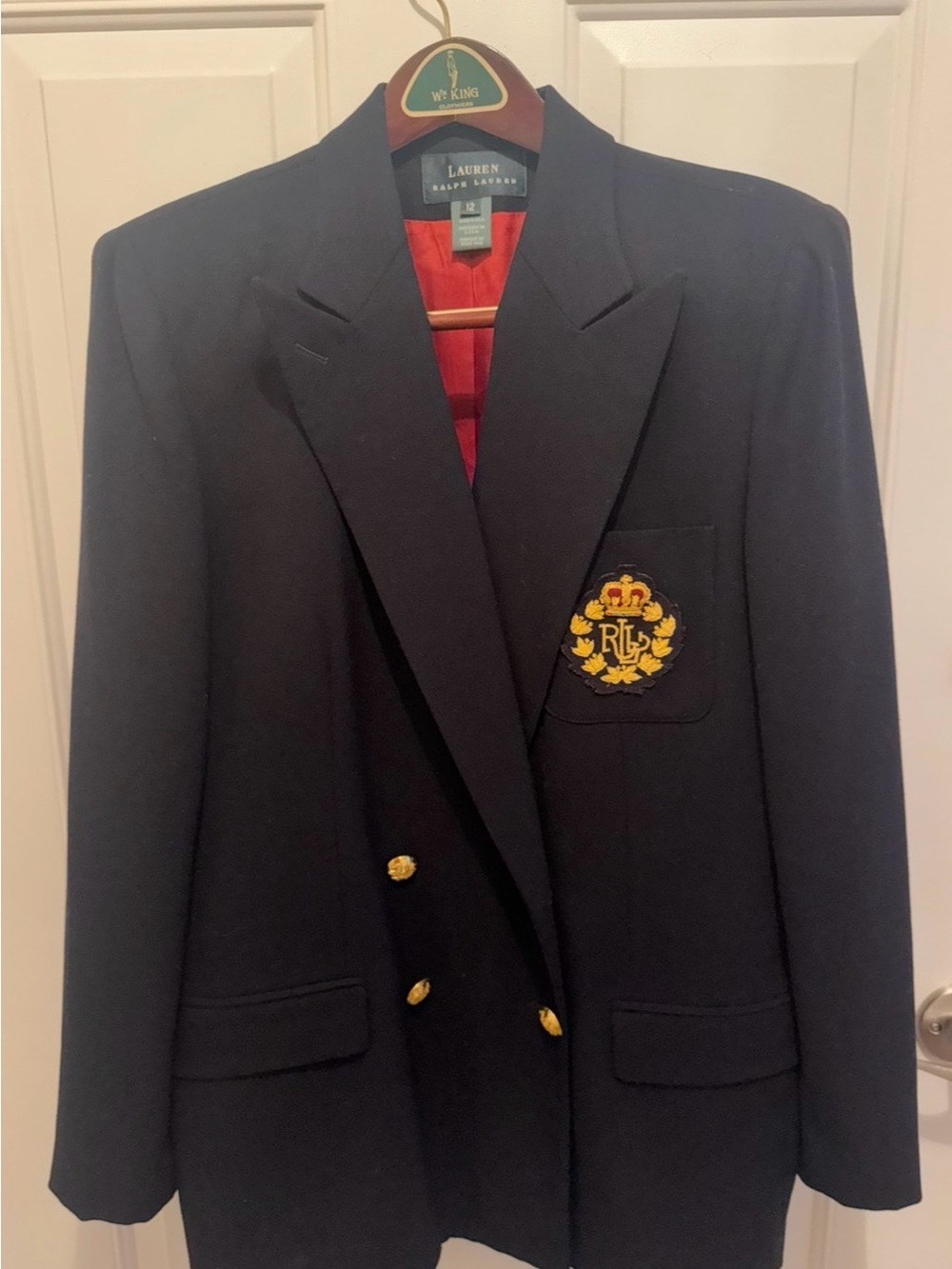 Ralph Lauren Navy Double-Breasted Blazer with Gold Crest